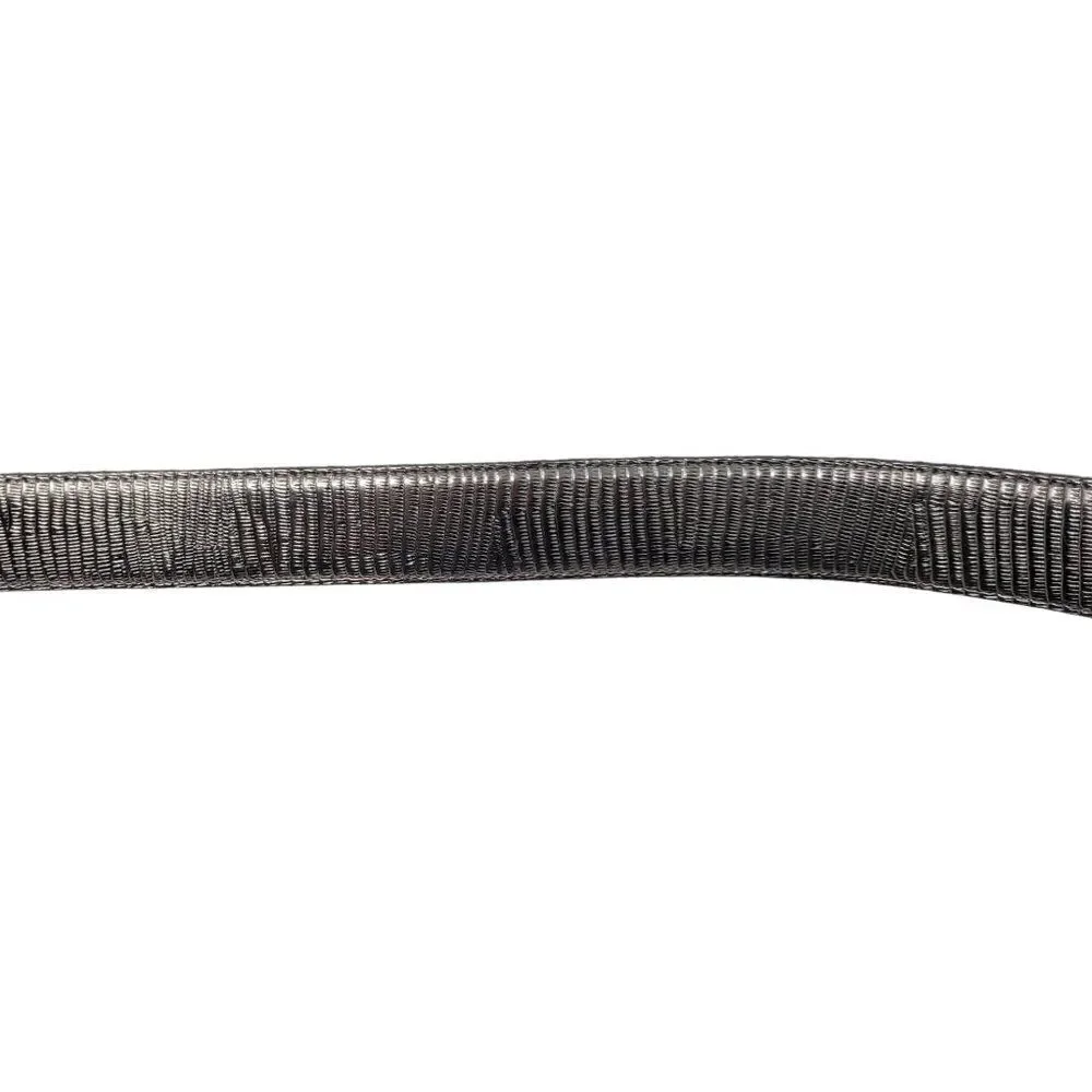 Vintage‎ Metallic Silver Leather Belt M Tooled Animal Striped Futuristic